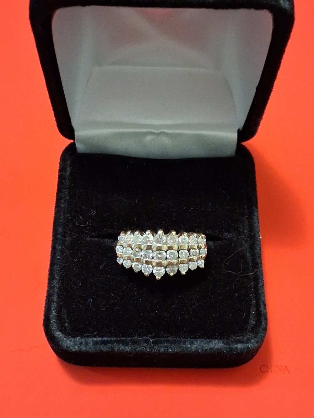 Yellow Gold Cluster Diamond Band - 10k Round Brilliant 1.10 ctw Ring Size 7